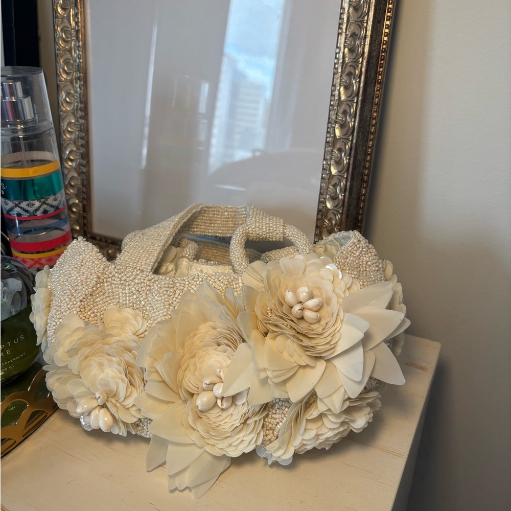 Elegant Cream Floral Mini Bag